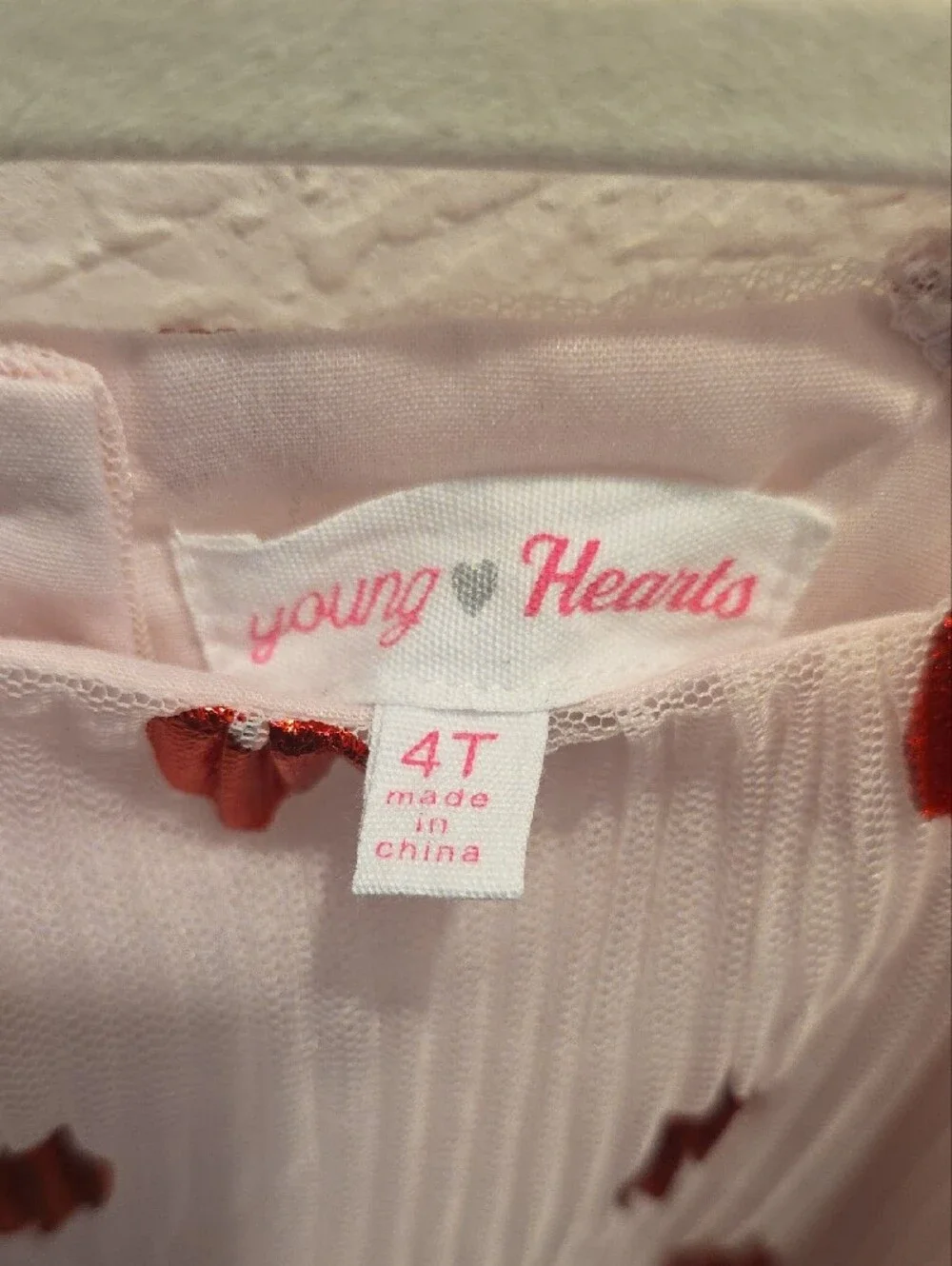 Girls' Pink Dress with Red Heart Print ❤️